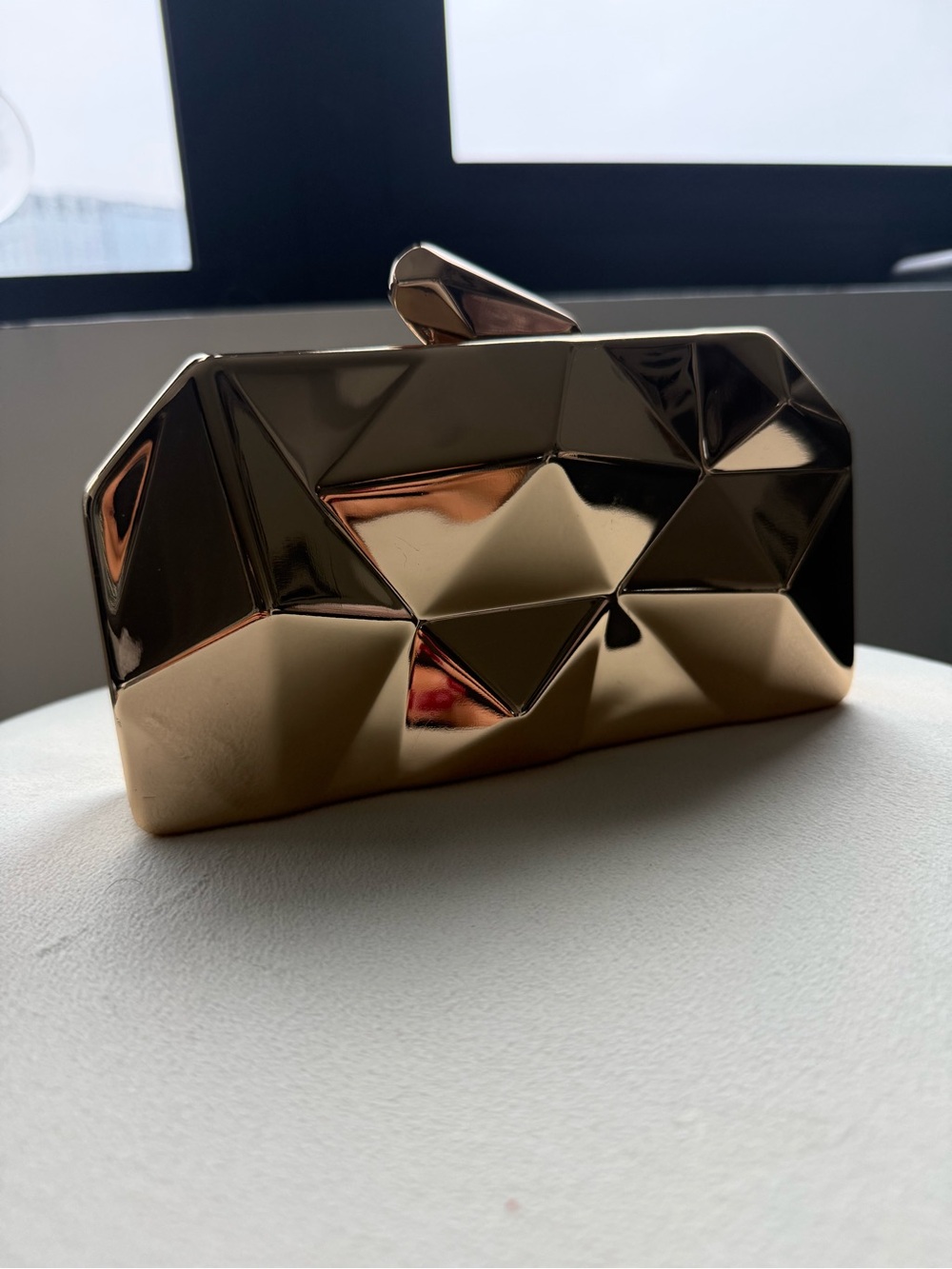 Gold Geometric Clutch